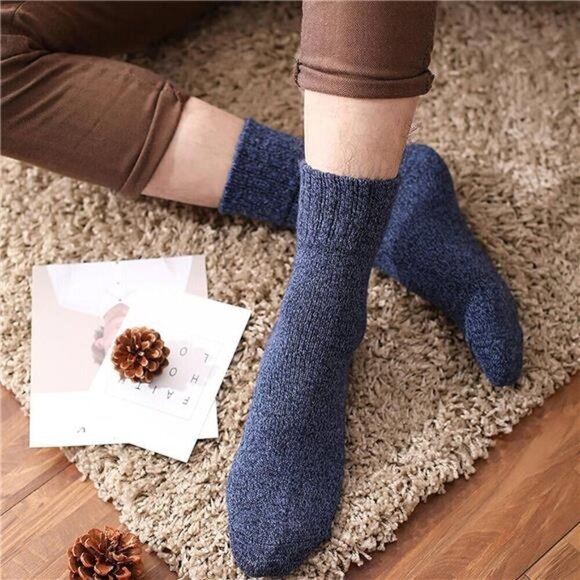 Wool Socks Men's Thick 5 Pairs Thermal Warm Winter Men Super Soft Cozy Boot Hike - Picture 3 of 7